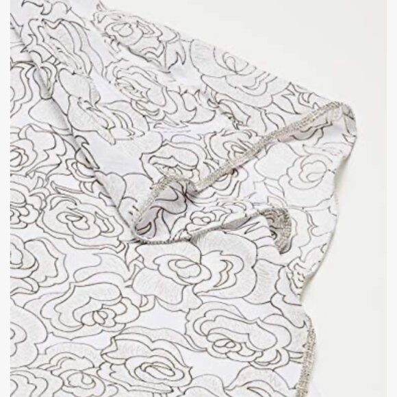 Prelude Women's Floral Glitter Print Overlay Top with Rhinestone ~ NWT ~ Large - Picture 13 of 13